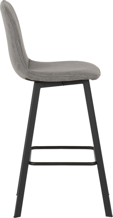 Quebec Bar Table Set Concrete Effect/Black/Grey Faux Leather