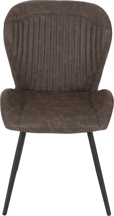 Treviso Dining Set with Quebec Chairs Light Oak Effect/Black/Brown Faux Leather