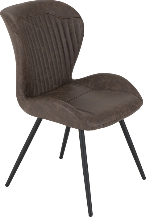 Hamilton Medium Dining Set with Quebec Chairs Medium Oak Effect/Black/Brown Faux Leather