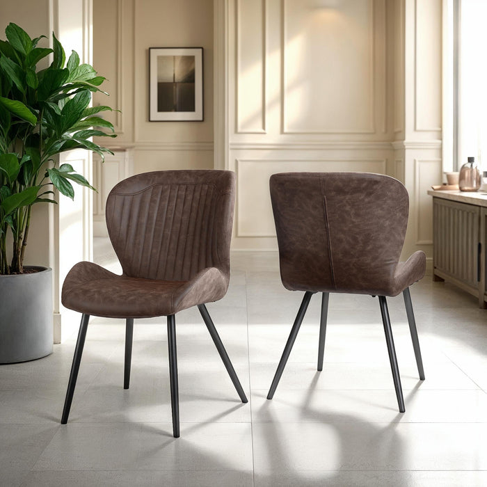 Quebec Chair (Box of 4) Brown Faux Leather