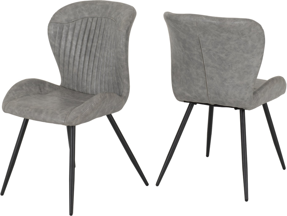 Hamilton Medium Dining Set with Quebec Chairs Medium Oak Effect/Black/Grey Faux Leather