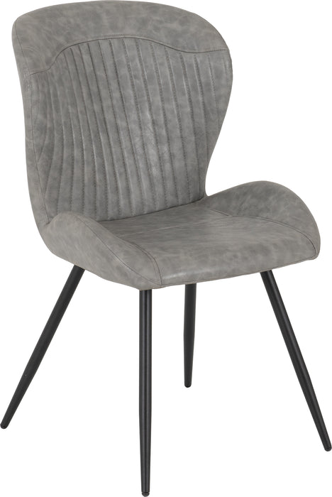Hamilton Medium Dining Set with Quebec Chairs Medium Oak Effect/Black/Grey Faux Leather