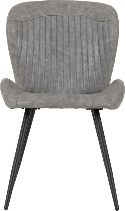 Hamilton Medium Dining Set with Quebec Chairs Medium Oak Effect/Black/Grey Faux Leather
