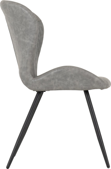 Hamilton Medium Dining Set with Quebec Chairs Medium Oak Effect/Black/Grey Faux Leather