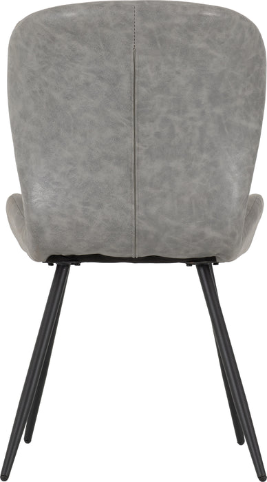 Hamilton Medium Dining Set with Quebec Chairs Medium Oak Effect/Black/Grey Faux Leather