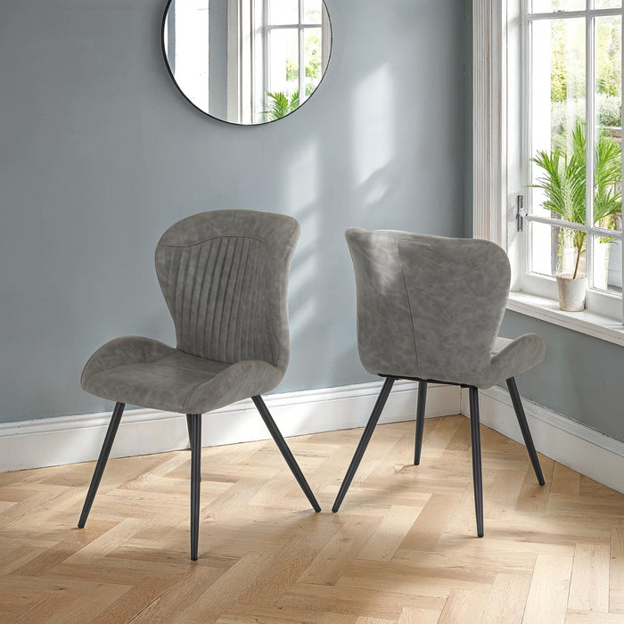 Quebec Chair (Box of 4) Grey Faux Leather