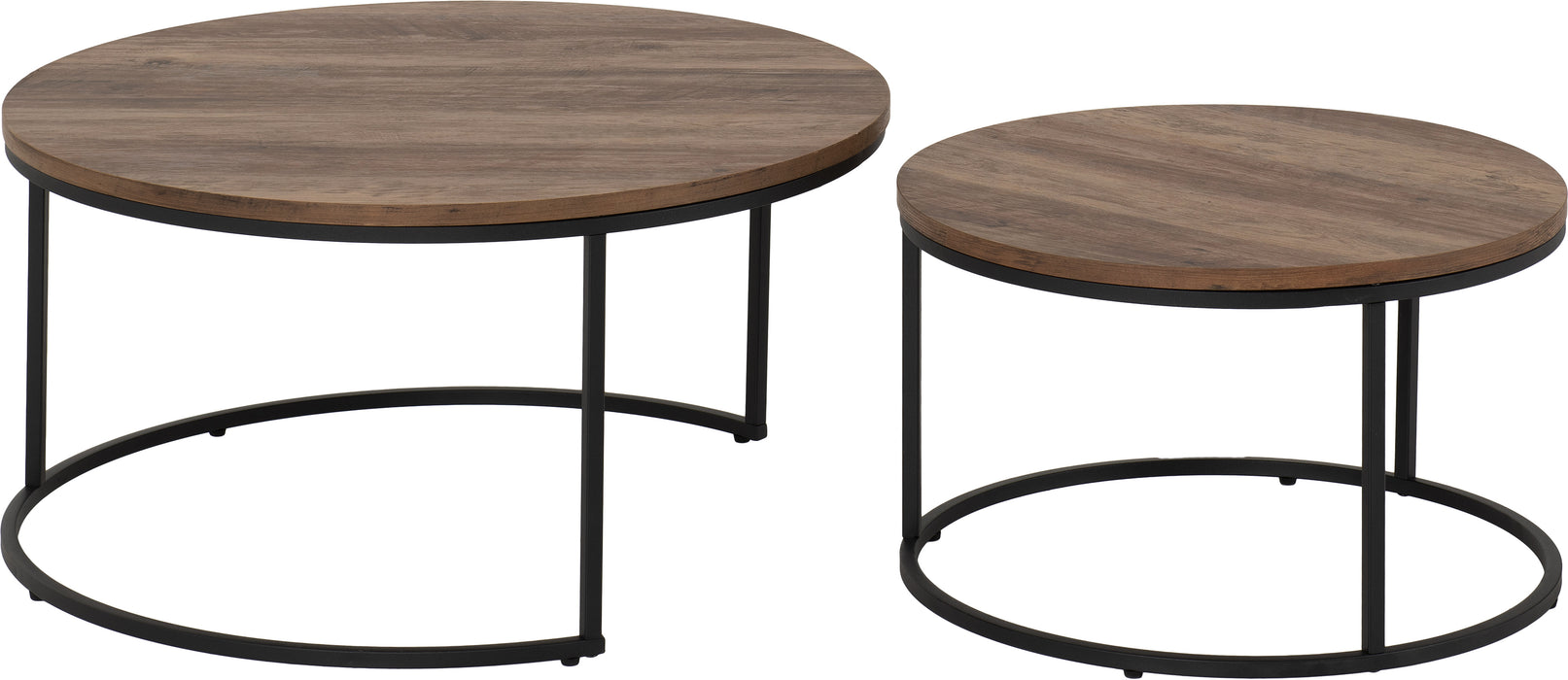 Quebec Round Coffee Table Set Medium Oak Effect/Black