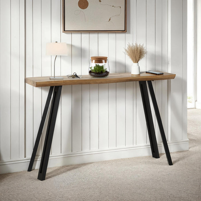 Quebec Wave Edge Console Table Medium Oak Effect/Black