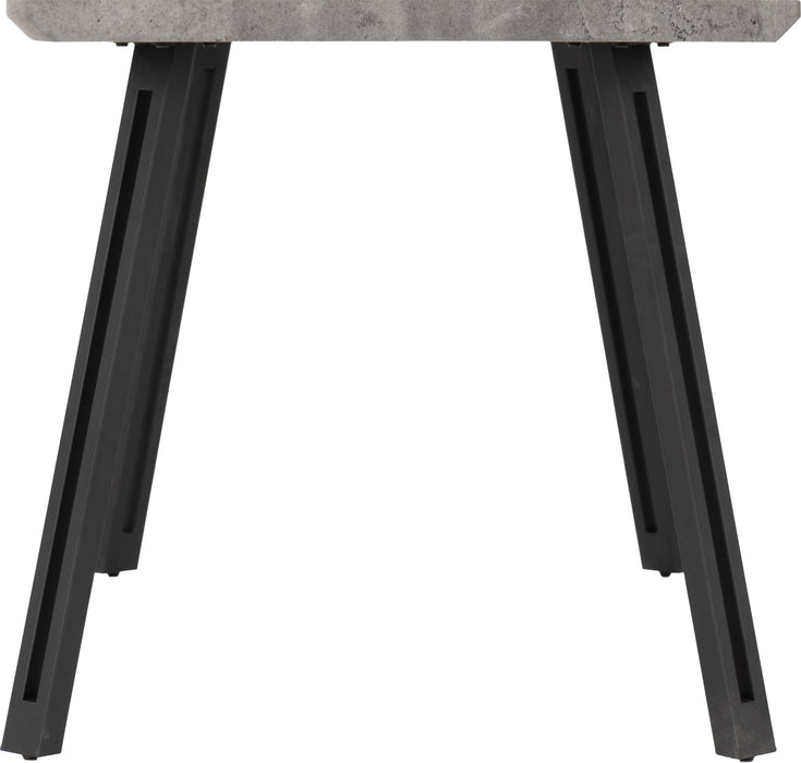 Quebec Wave Edge Dining Set Concrete Effect/Black/Grey Faux Leather