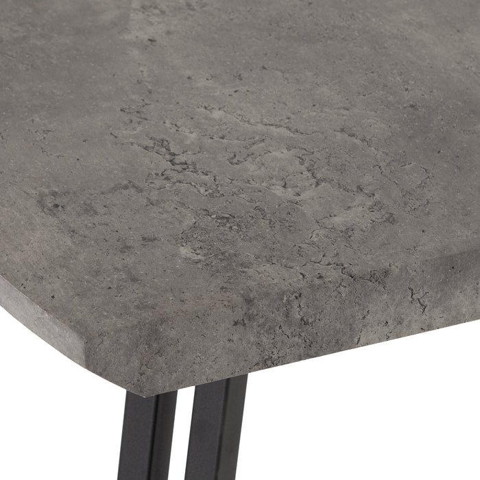 Quebec Wave Edge Dining Set Concrete Effect/Black/Grey Faux Leather