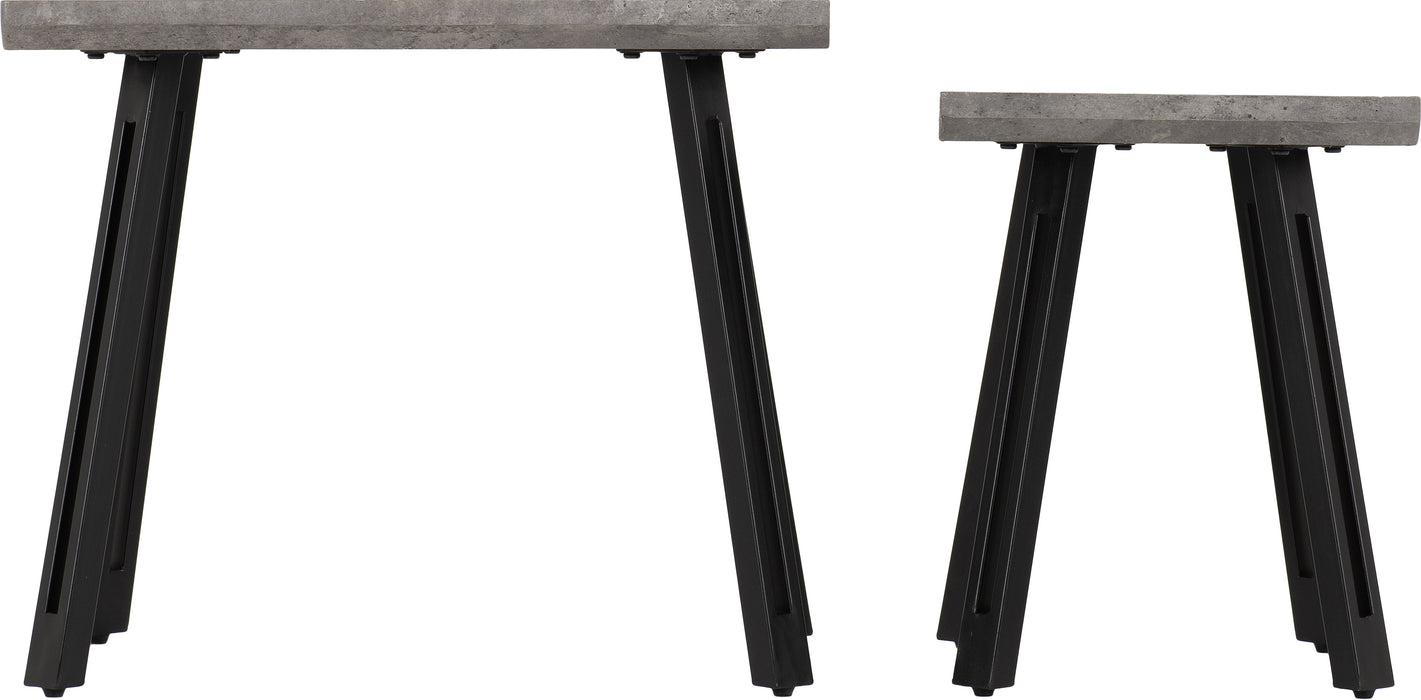 Quebec Wave Edge Nest of Tables Concrete Effect/Black