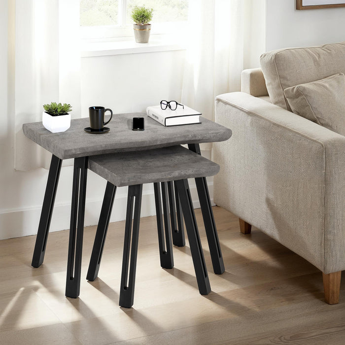 Quebec Wave Edge Nest of Tables Concrete Effect/Black