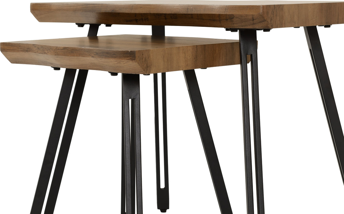 Quebec Wave Edge Nest of Tables Medium Oak Effect/Black