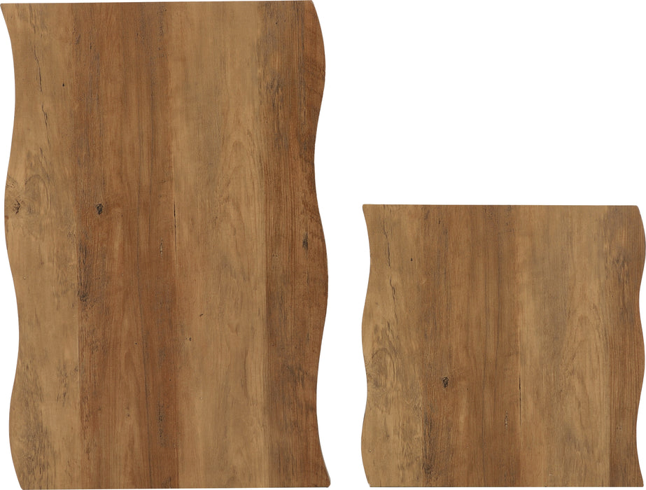Quebec Wave Edge Nest of Tables Medium Oak Effect/Black