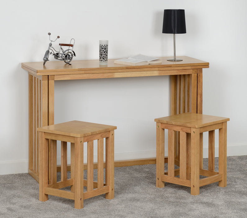 Richmond Foldaway Dining Set (2 Stools) Oak Varnish