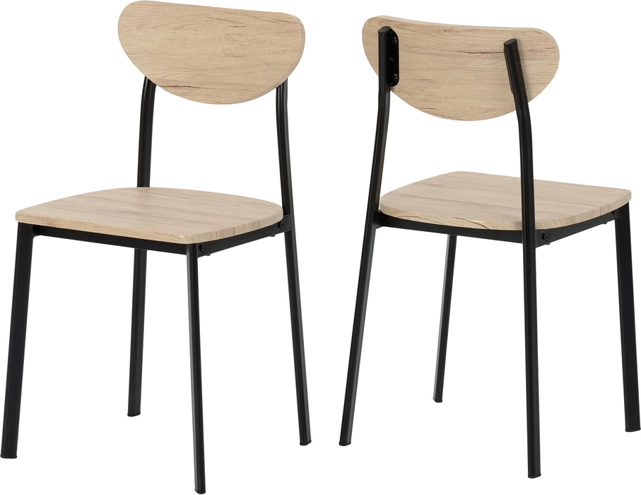 Riley Large Dining Set Black/Light Oak Effect Veneer