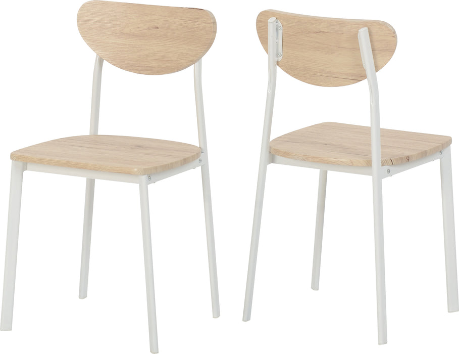 Riley Large Dining Set White/Light Oak Effect Veneer