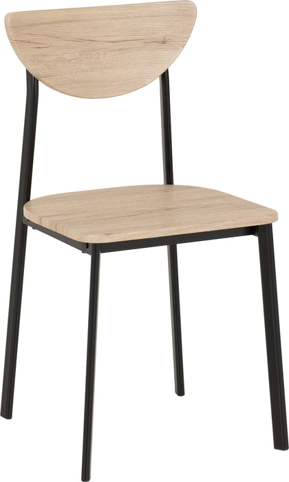 Riley Chair (Box of 2) Black/Light Oak Effect Veneer