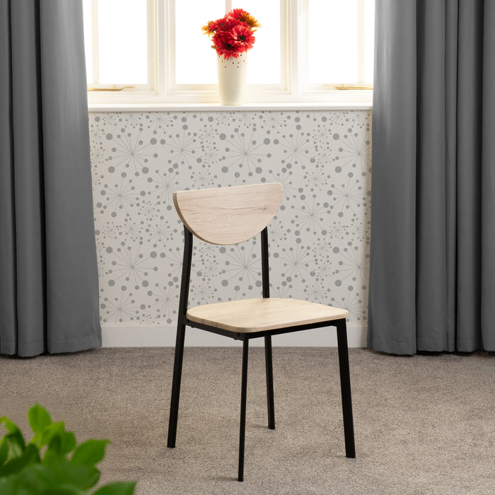 Riley Chair (Box of 2) Black/Light Oak Effect Veneer
