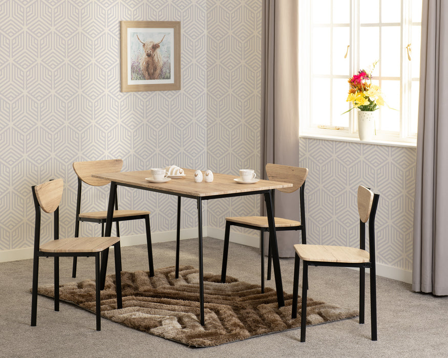 Riley Large Dining Set Black/Light Oak Effect Veneer