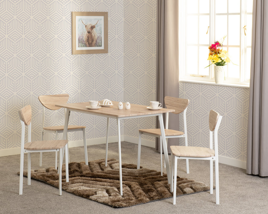Riley Large Dining Set White/Light Oak Effect Veneer