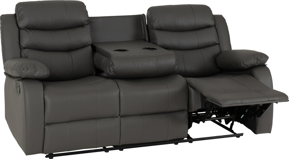 Roma 3+2 Recliner Suite Grey Faux Leather
