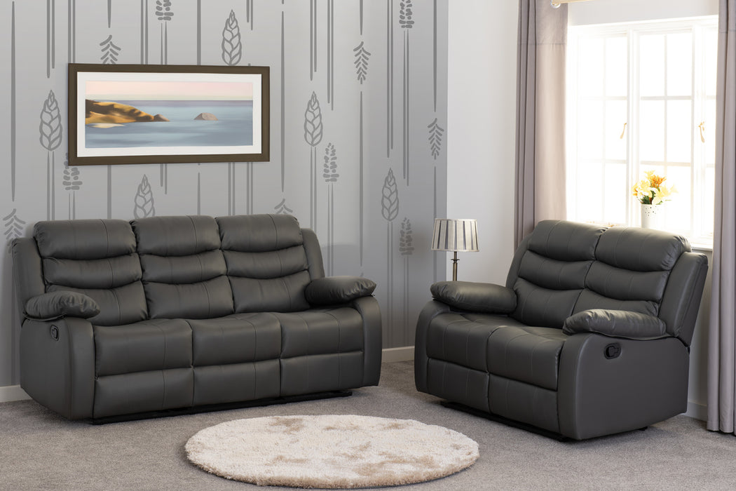 Roma 3+2 Recliner Suite Grey Faux Leather