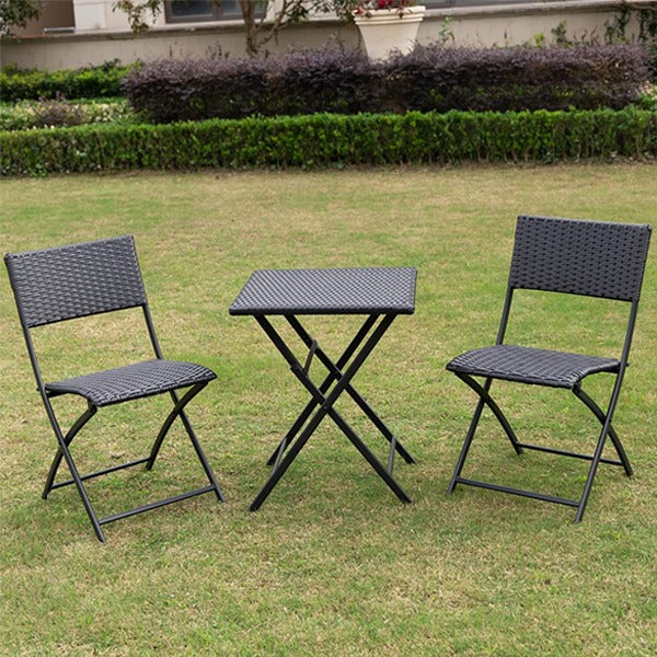 Rattan Bistro Set Includes a Table And Two Chairs