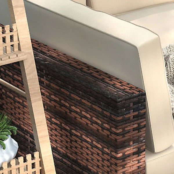 Rattan Garden Furniture 6 Piece, Brown & Cream