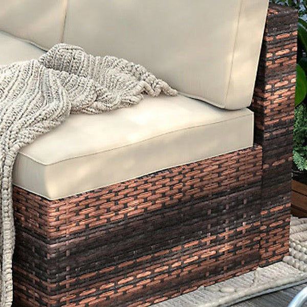 Rattan Garden Furniture 6 Piece, Brown & Cream