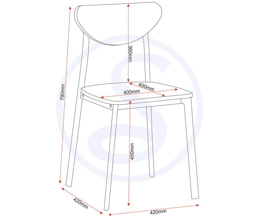 Riley Chair (Box of 2) White/Light Oak Effect Veneer