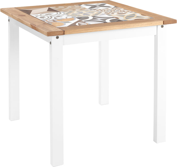Salvador 1+2 Tile Top Dining Set White/Distressed Waxed Pine