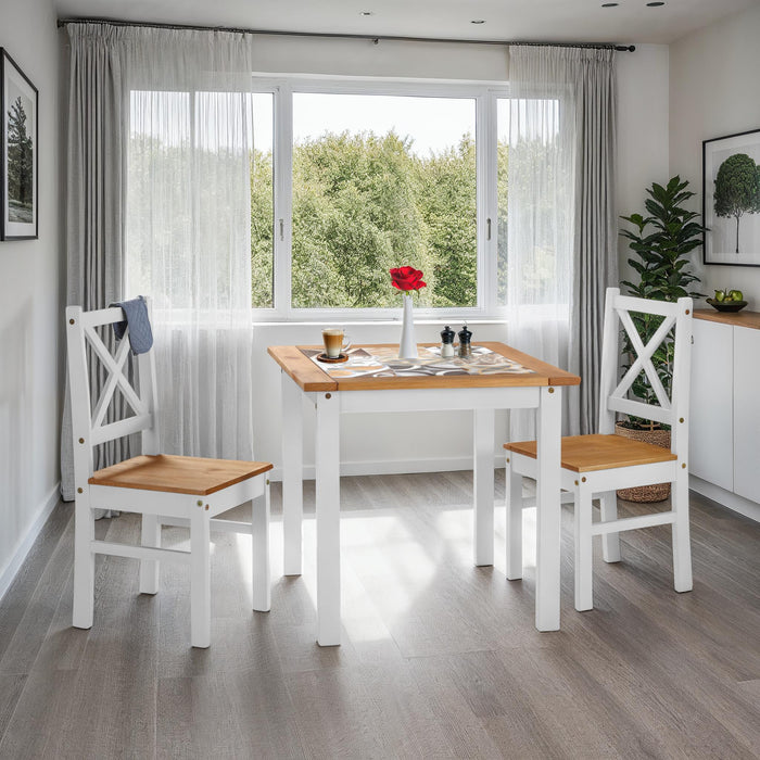 Salvador 1+2 Tile Top Dining Set White/Distressed Waxed Pine