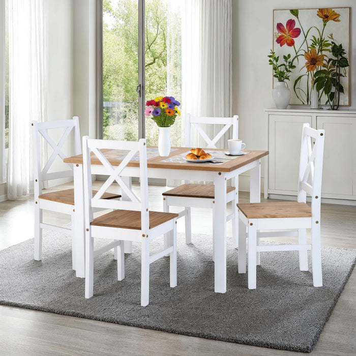 Salvador 1+4 Tile Top Dining Set White/Distressed Waxed Pine