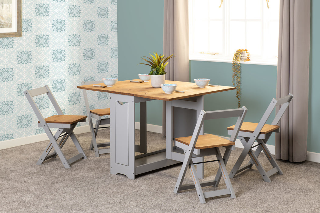 Santos Butterfly Dining Set Grey Slate/Distressed Waxed Pine