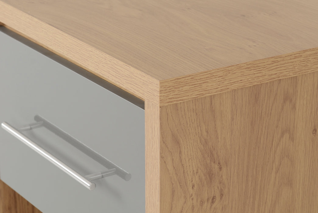 Seville 1 Drawer Bedside Grey High Gloss/Light Oak Effect Veneer