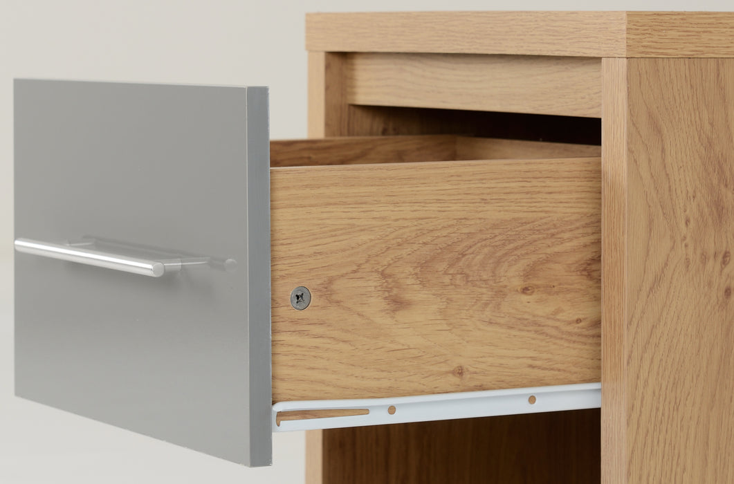 Seville 1 Drawer Bedside Grey High Gloss/Light Oak Effect Veneer