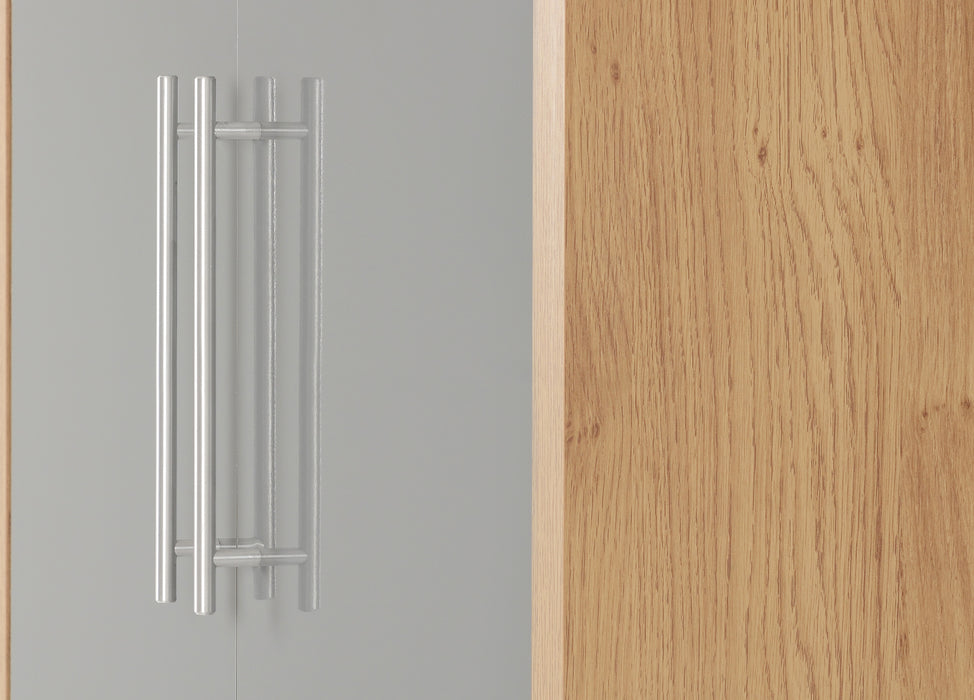 Seville 2 Door Wardrobe Grey High Gloss/Light Oak Effect Veneer