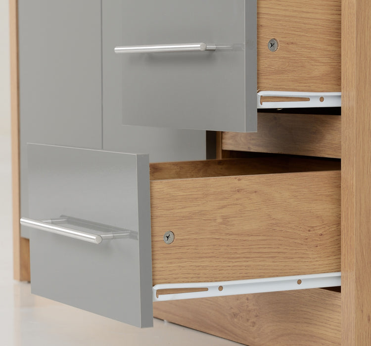 Seville 3 Door 2 Drawer Wardrobe Grey High Gloss/Light Oak Effect Veneer