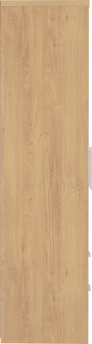 Seville 3 Door 2 Drawer Wardrobe White High Gloss/Light Oak Effect Veneer