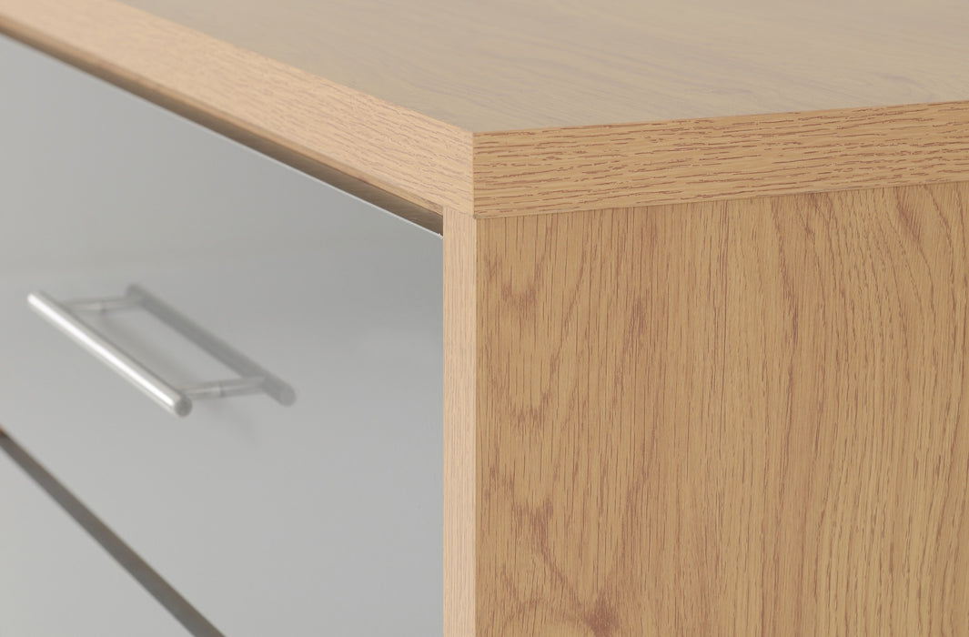 Seville 3 Drawer Chest Grey High Gloss/Light Oak Effect Veneer