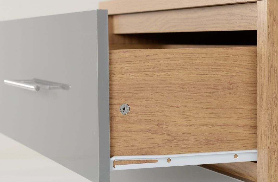 Seville 3 Drawer Chest Grey High Gloss/Light Oak Effect Veneer