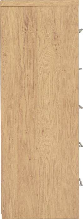 Seville 5 Drawer Narrow Chest Grey High Gloss/Light Oak Effect Veneer