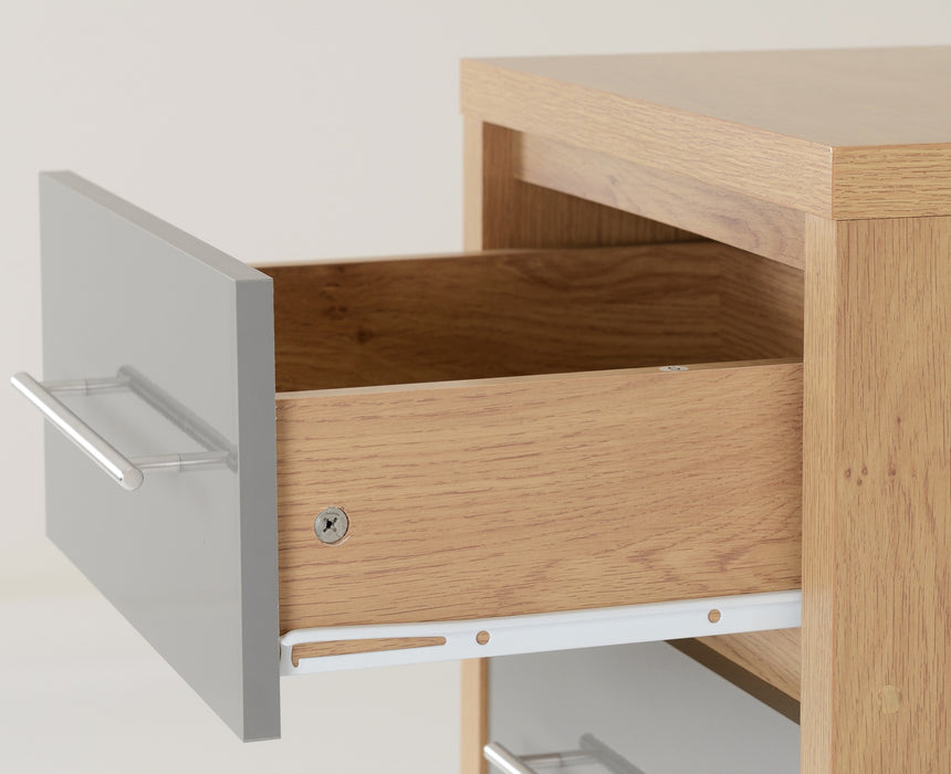 Seville 5 Drawer Narrow Chest Grey High Gloss/Light Oak Effect Veneer