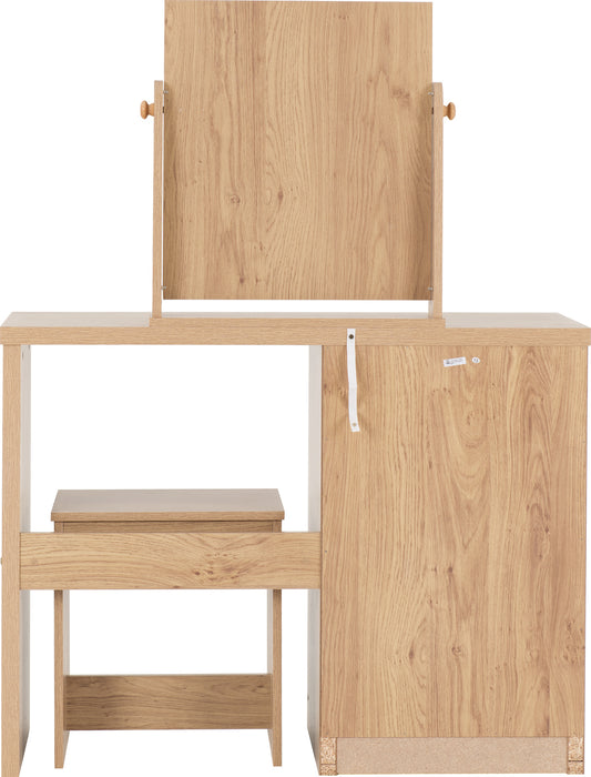 Seville 3 Drawer Dressing Table Set Grey High Gloss/Light Oak Effect Veneer