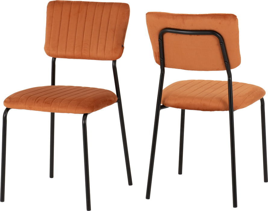 Sheldon Round Glass Top Dining Set Clear Glass/Black/Burnt Orange Velvet Fabric