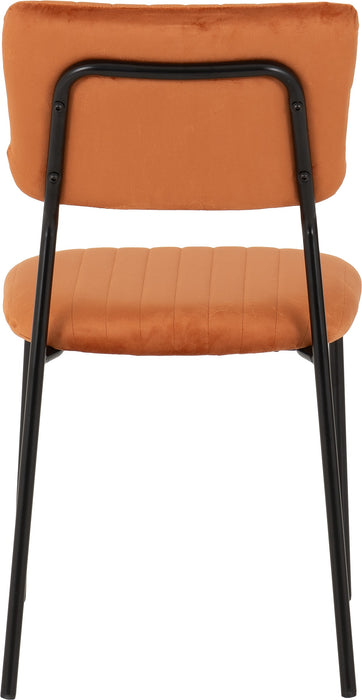 Sheldon Round Glass Top Dining Set Clear Glass/Black/Burnt Orange Velvet Fabric