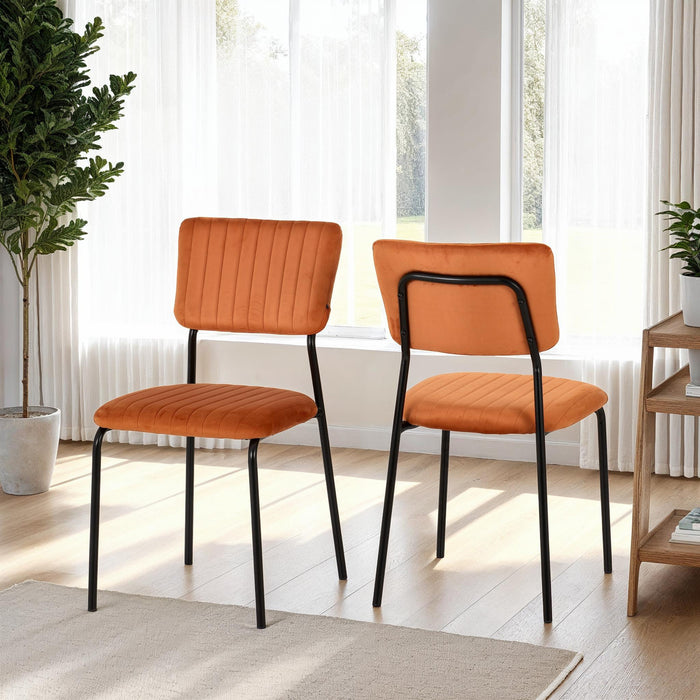 Sheldon Chair (Box of 4) Burnt Orange Velvet Fabric