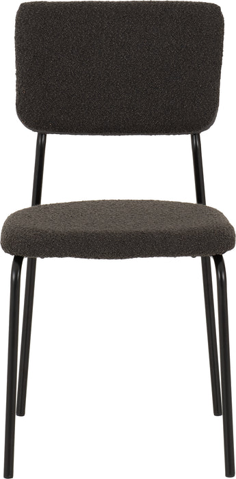 Sheldon Round Glass Top Dining Set Clear Glass/Black/Grey Boucle Fabric