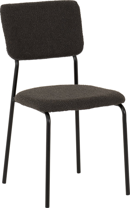 Sheldon Round Glass Top Dining Set Clear Glass/Black/Grey Boucle Fabric